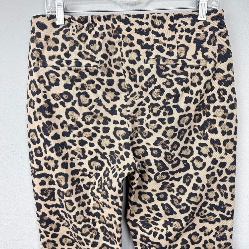 LOFT Leopard Print Pants Womens Size 8 Beige Black Side Zip Straight Leg Ankle - Picture 6 of 10